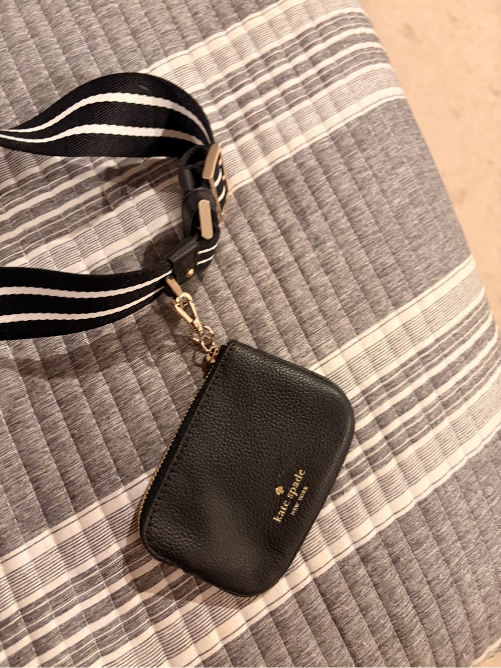 NWOT Kate Spade black leather tote with gold logo and card holder- never used - Picture 7 of 9